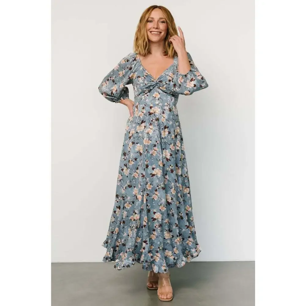 Baltic Born Estefania Maxi Dress | Blue + Peach Floral Size SS - Picture 4 of 5